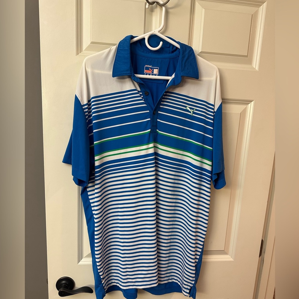 Puma Blue and White Performance Polo